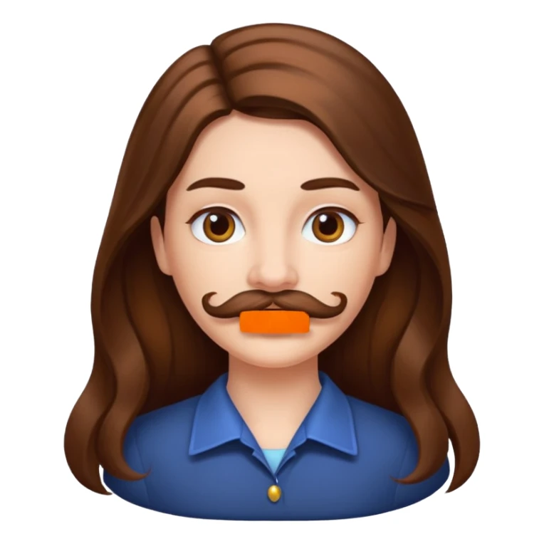 Women lomg hair  with mustache sticker