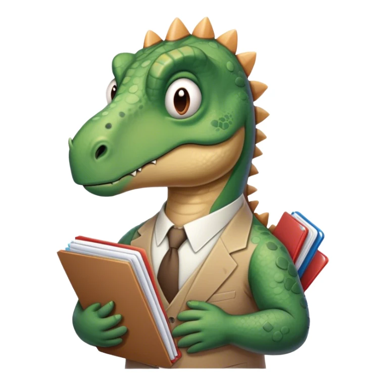 sad office dinosaur holding a lot of folders and papers sticker