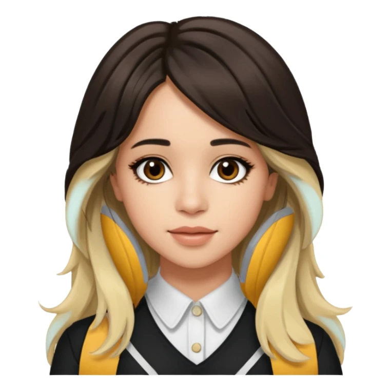 Camila Cabello with long dark brown hair with blonde highlights sticker