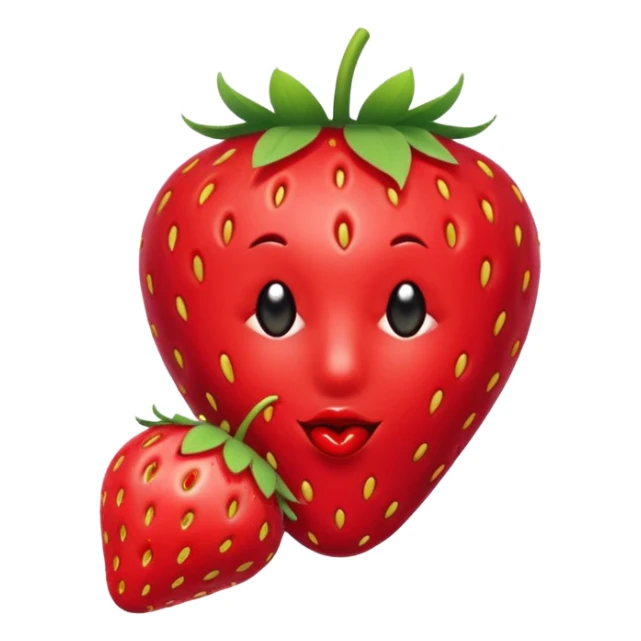 one strawberry 🍓 and red kiss 💋 fashioned stylish little emoji for “slay” reaction. no face sticker
