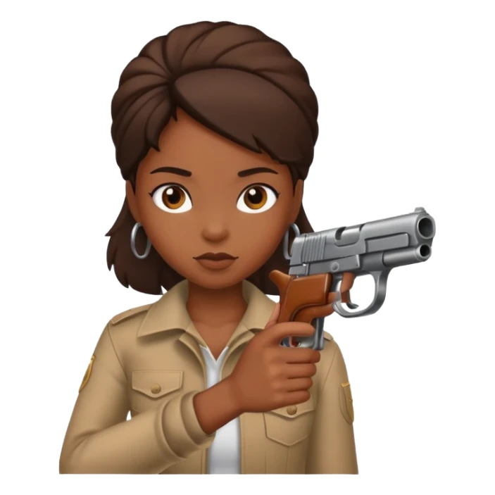 black girl pointing a gun sticker