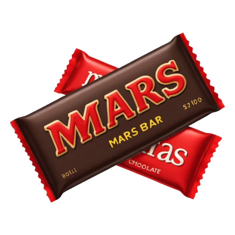 Draw a Mars bar in its classic black wrapper with bold red logo. sticker