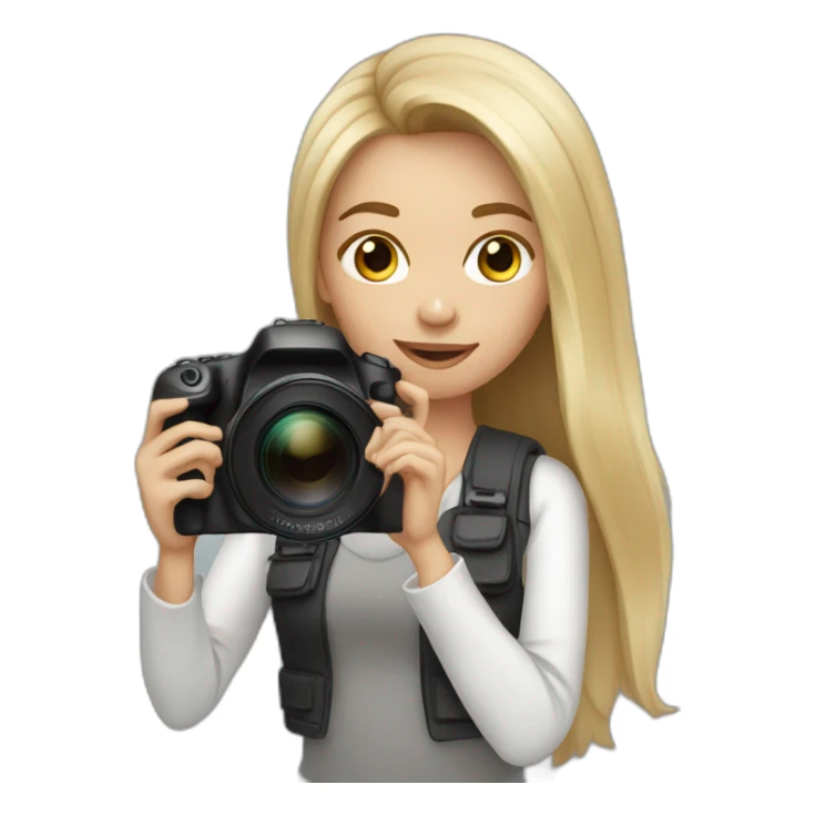 Female photographer taking a picture light skinned long hair sticker