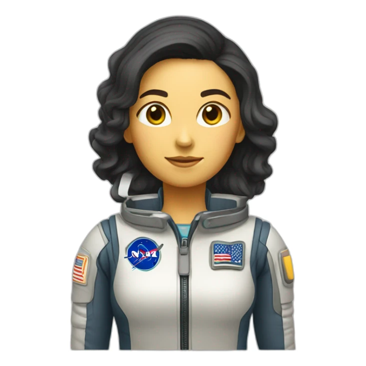  space explorer: female straigth dark hair, full body sticker