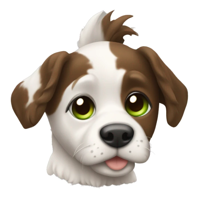 pele branca cabelo castanho olho verde e com um cachorro pequeno sticker