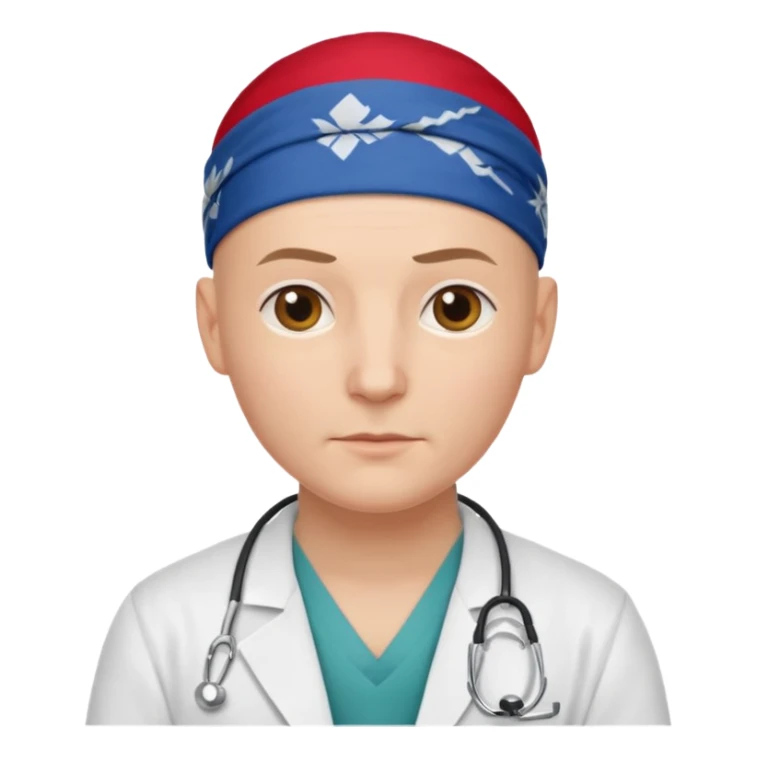 bald doctor with bandanna sticker