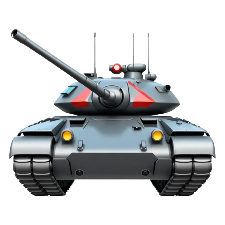 futuristic military tank 2025, bold and iconic, clear silhouette, apple style emoji sticker