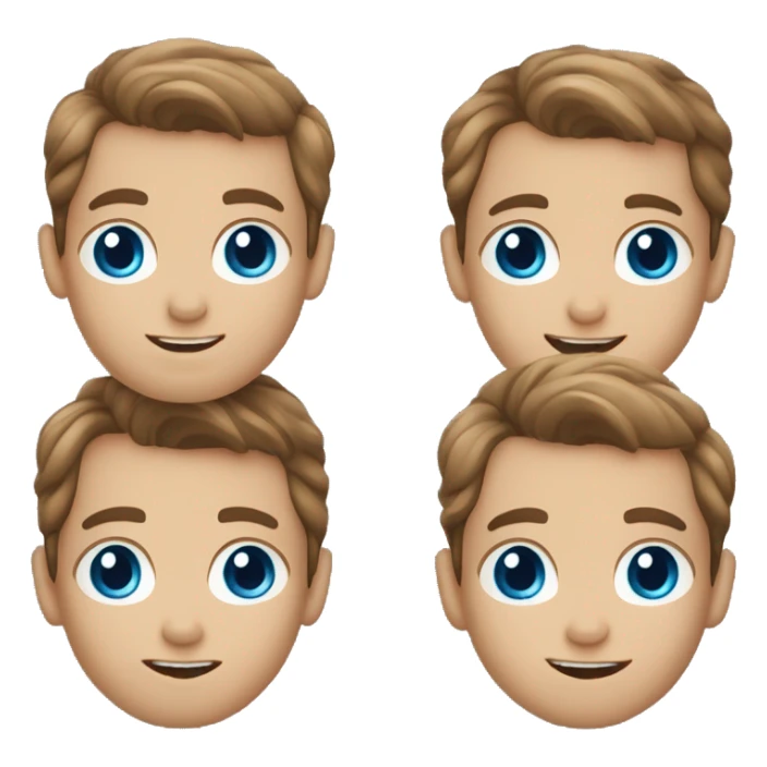 Triplets boys , young adults with brown hair and blue eyes sticker