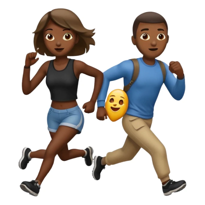 A black robber with girl over shoulder while running as a emoji sticker