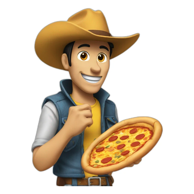 Lucky luke eat a pizza sticker
