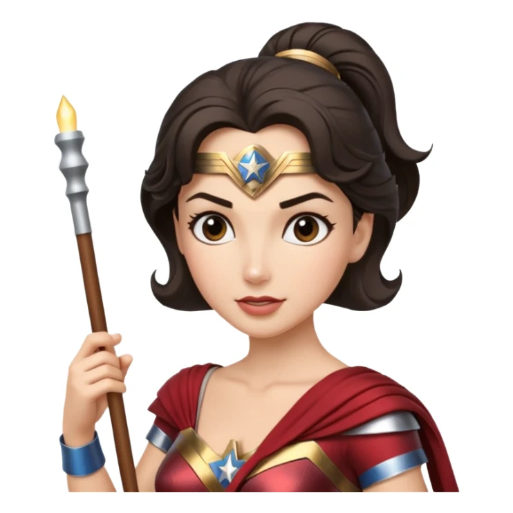 Wonder Woman holding white orchestra conductor’s baton sticker