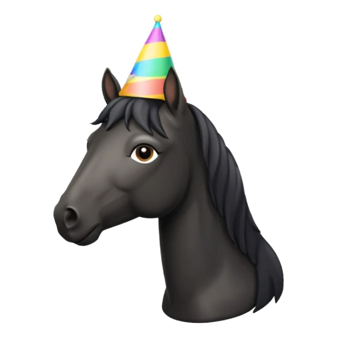 black horse in tshirt with party hat sticker