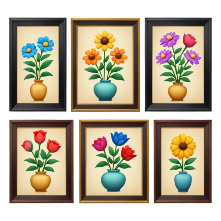 a few pictures on the wall with flowers without other objects sticker