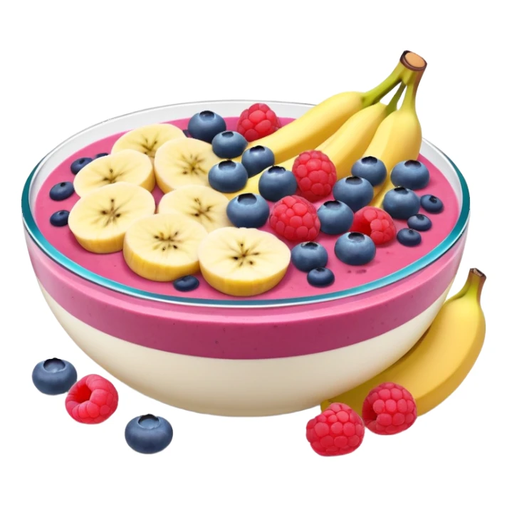 smoothie bowl with bananas, raspberries and blueberries  sticker