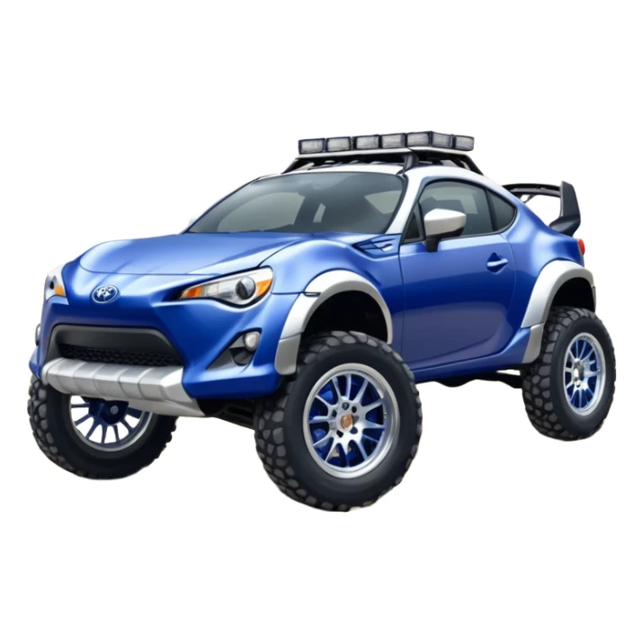 Rally Widened roof Long wheelbase widened pearly midnight snow dark blue 2nd generation 2025 Toyota 86 off-road racer chrome nerf bars,side steps mounted under-door-sill climbing rock sliders, and silver satin wheels  sticker