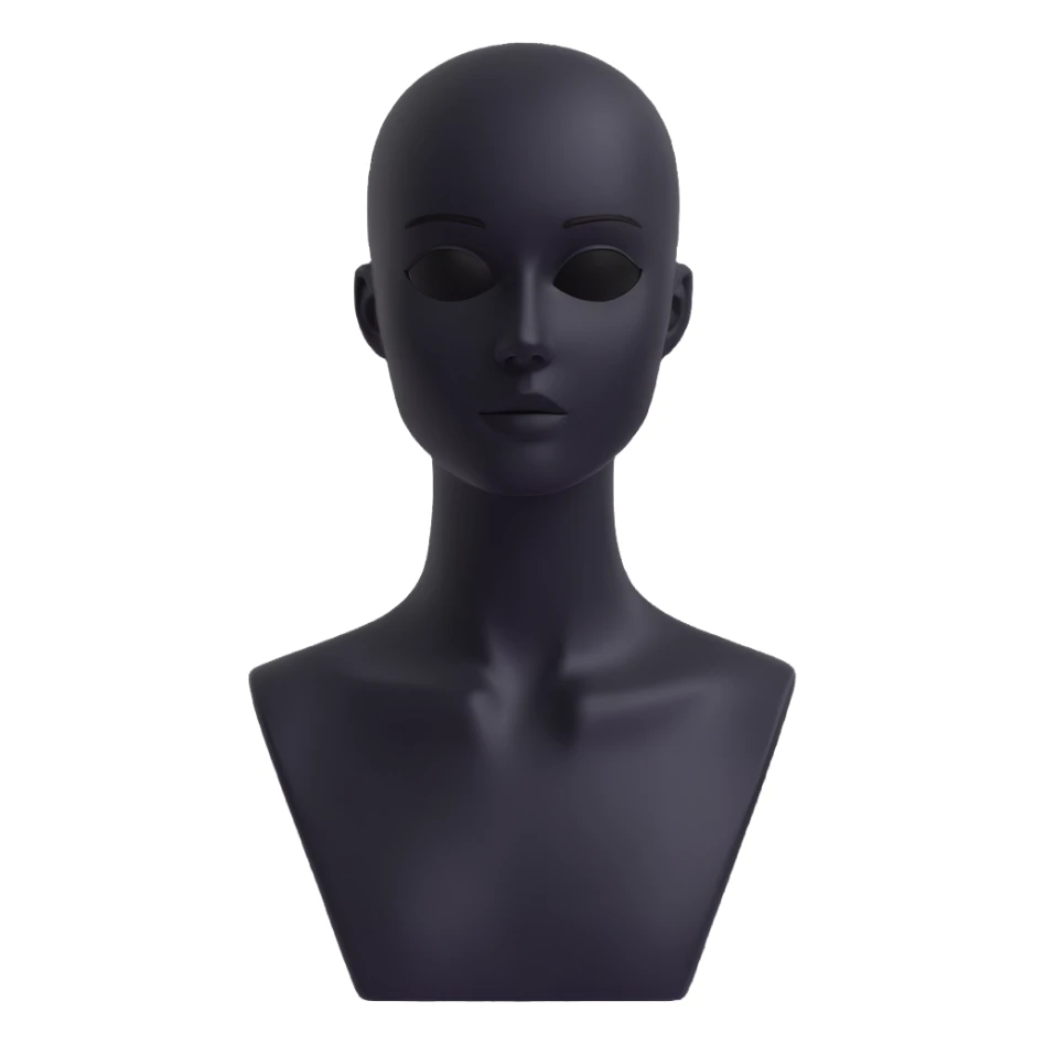 Matte black mannequin in the style of a default avatar. Monochrome with no lines. Minimalistic flat vector icon, iOS style, thin black contour on white. Completely black eyes are not just pupils sticker