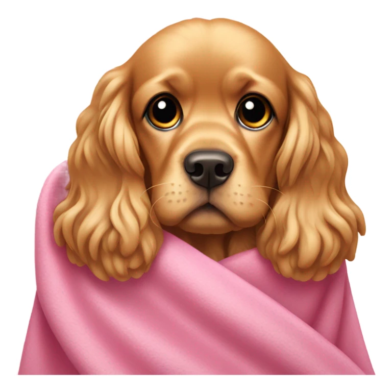 golden Cocker spaniel in a pink blanket sticker