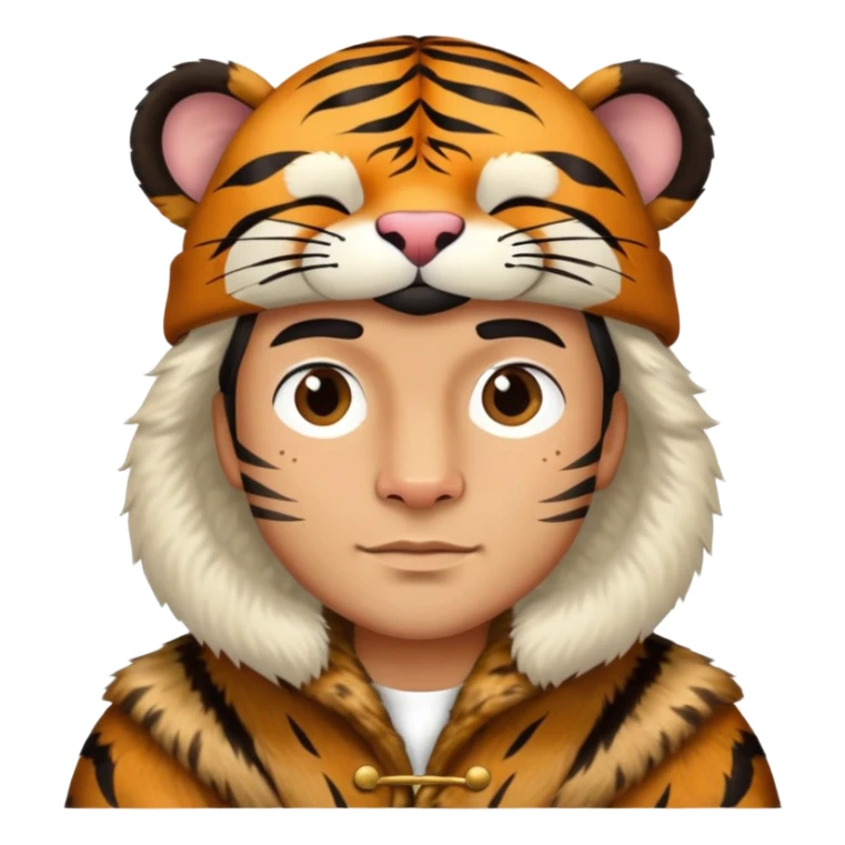 Ancient Russian boyar tiger with fur coat and hat sticker