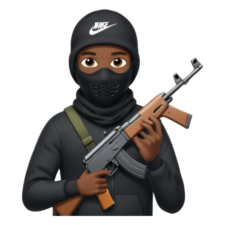 Nike ski mask black man with AK-47 sticker