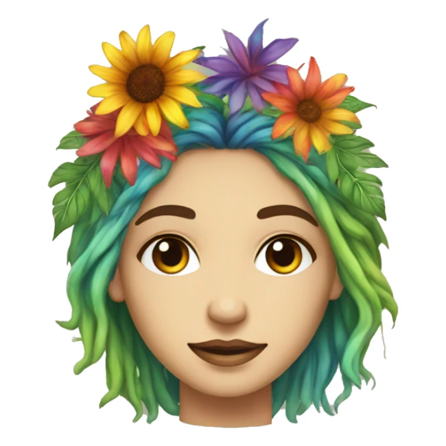 Tie dye hippie person flower crown tattoos hemp leaves sticker