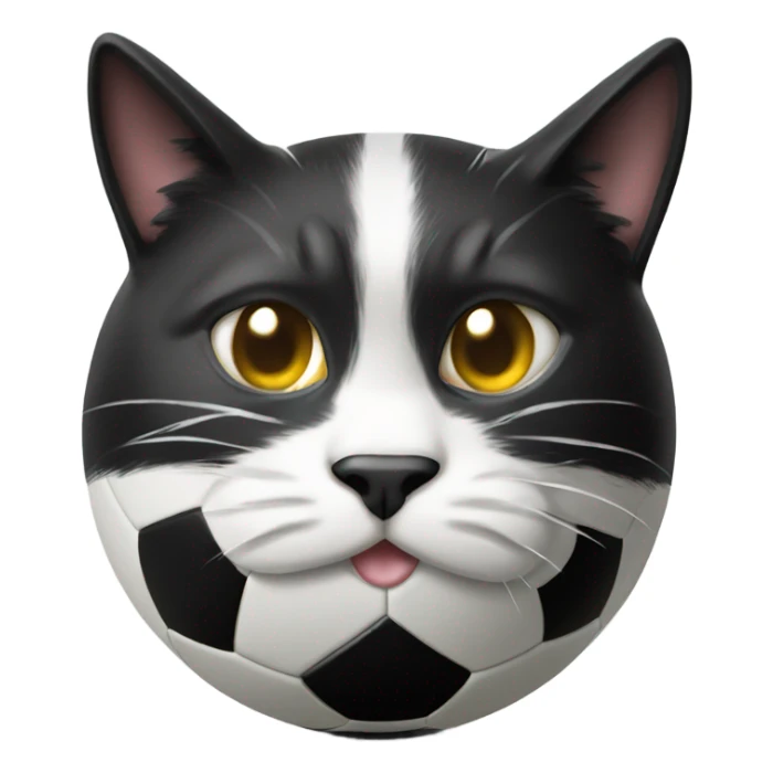 Black white cat kick football ball sticker