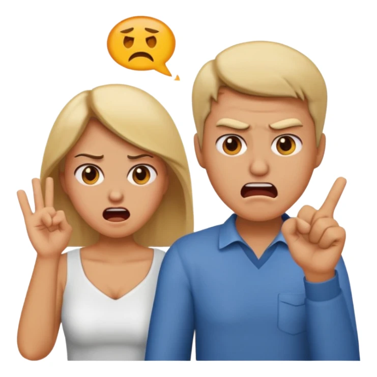 married couple arguing, emoji style, woman gesturing sticker