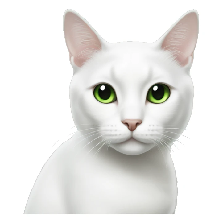 White cat with black ears, black over right eye and green eyes sticker
