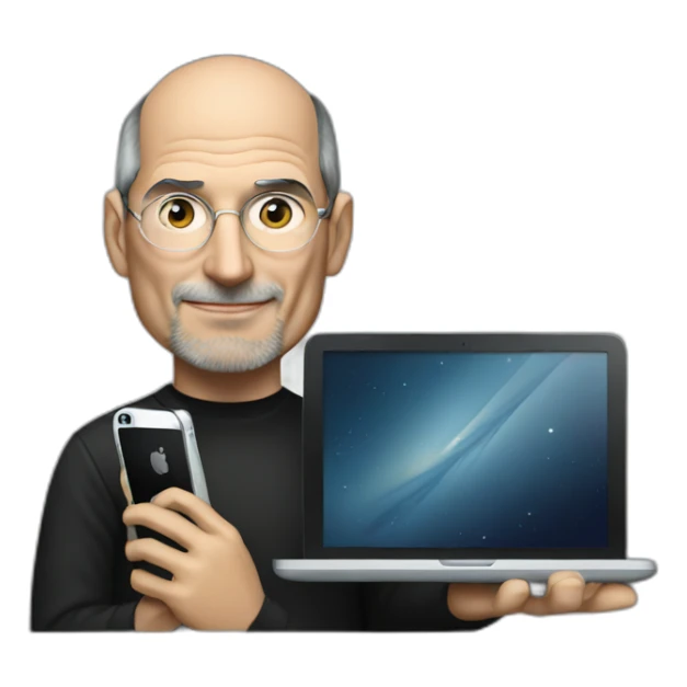Steve Jobs with a iPhone in the hand  sticker