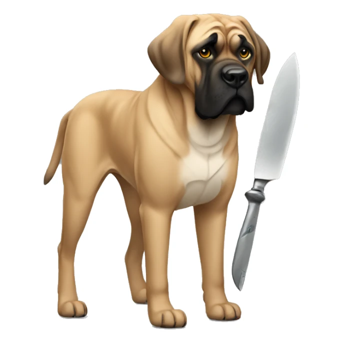 English mastiff holding knife  sticker