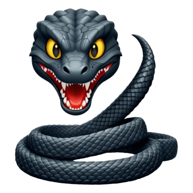 full body of black viper with fangs, front face  sticker