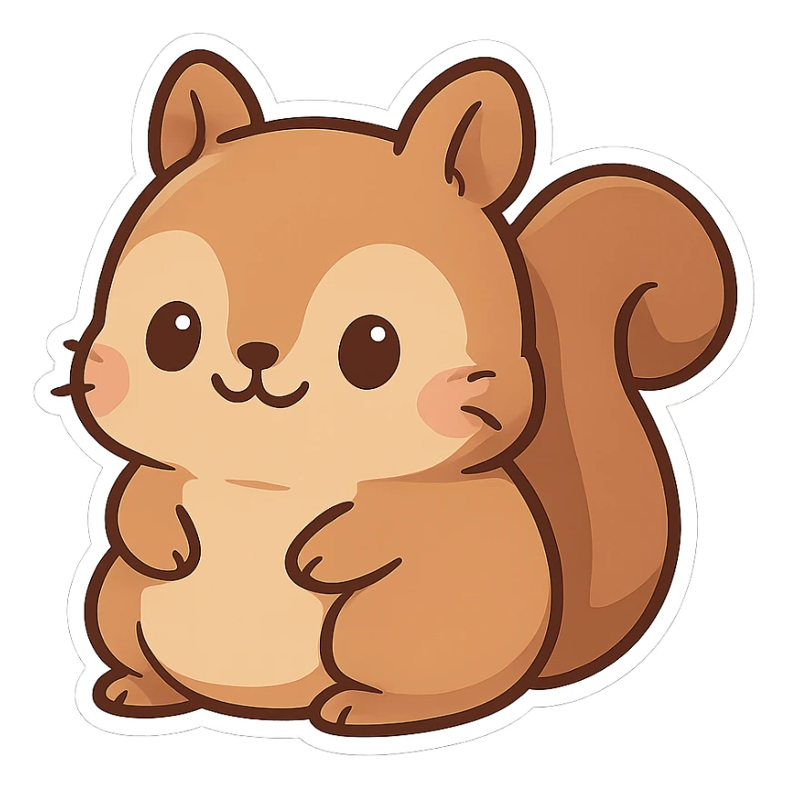 cute cartoon fat squirrel sticker