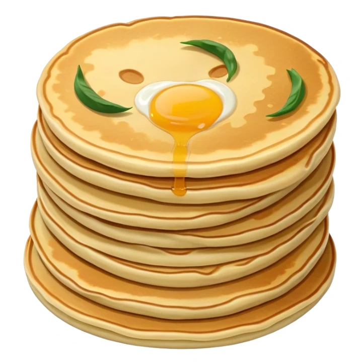 Shanghai Cong You Bing scallion pancake with visible layers, simplified emoji style with bold outlines and bright colors, cartoon style fried breakfast snack sticker