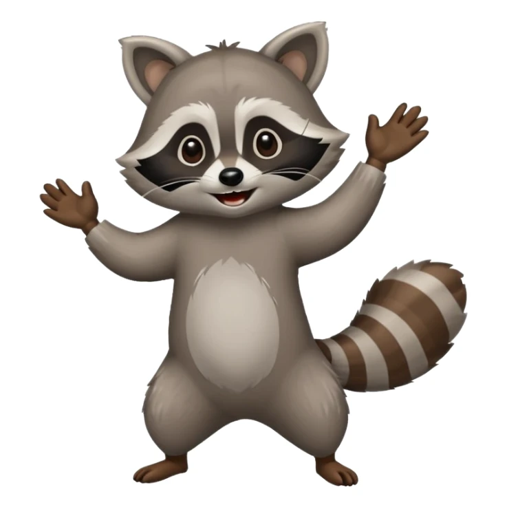 a full body raccoon celebrating / dancing  sticker