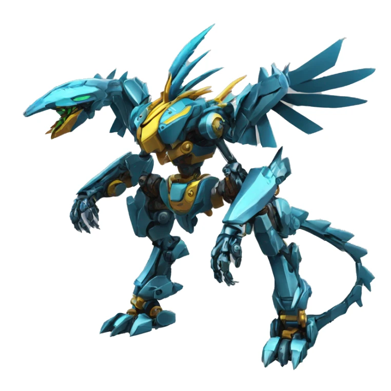 futuristic mechanical spiky Medabot-raptor-dragon-Bionicle-mecha full body sticker