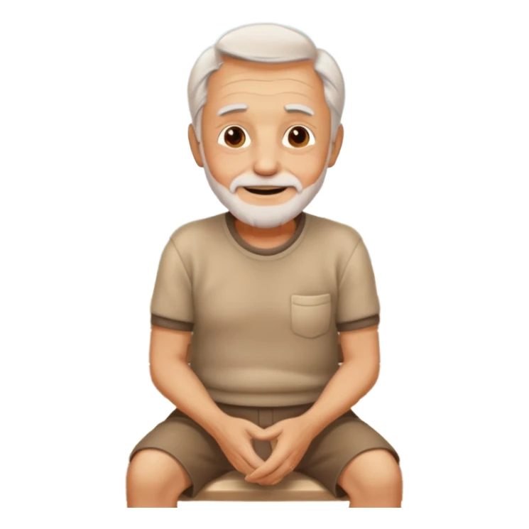 old man enjoying retirement, cheerful, casual clothes, sitting on a bench, outdoors, sunny day sticker