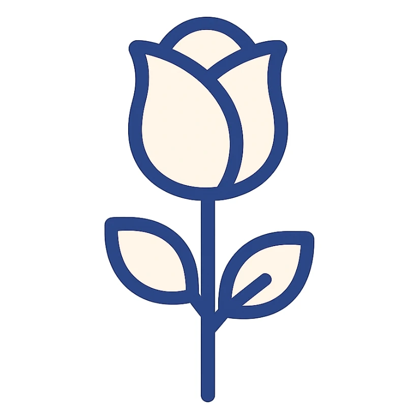 a rose flower in modern icon style, clean lines, minimal color, simple and recognizable sticker
