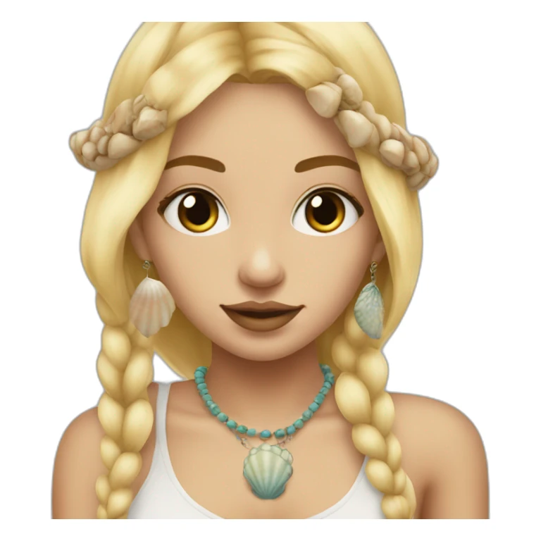 blonde boho girl with face piercings and a shell necklace sticker
