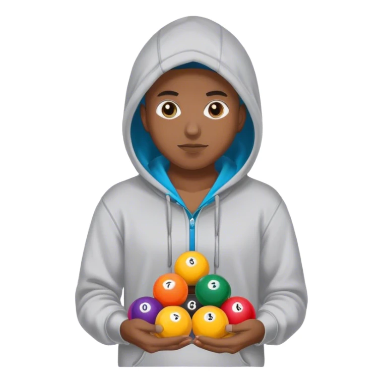 pool balls ALEN holding them in hoodies ￼ sticker