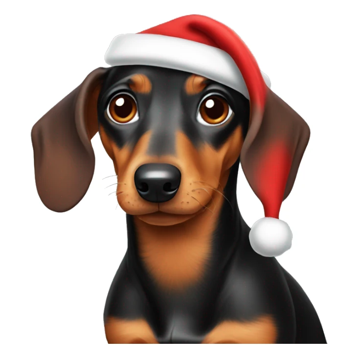 Dachshund wearing Santa hat sticker