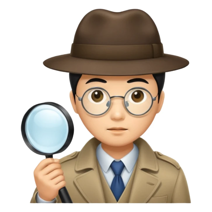 detective, asian, magnifying glass sticker