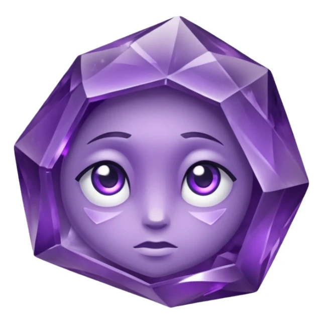 Single gemstone amethyst character rock, with carved facets with eyes beautiful sticker