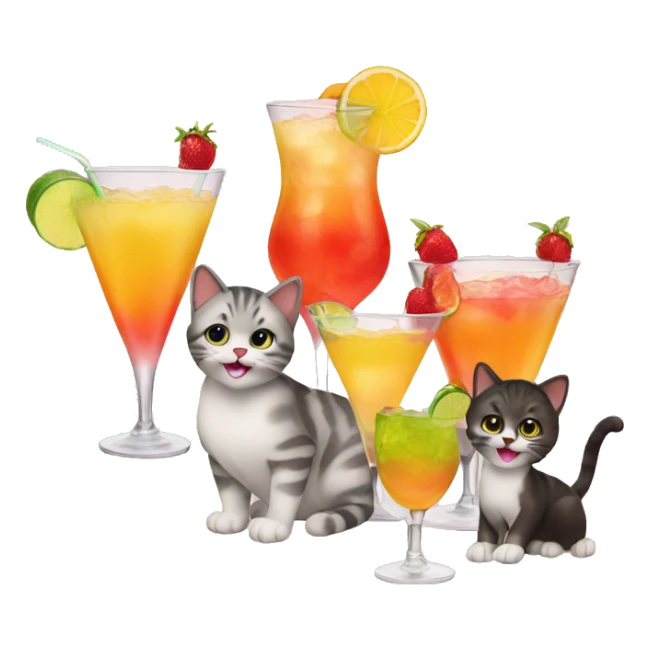 four cats cheersing cocktails sticker