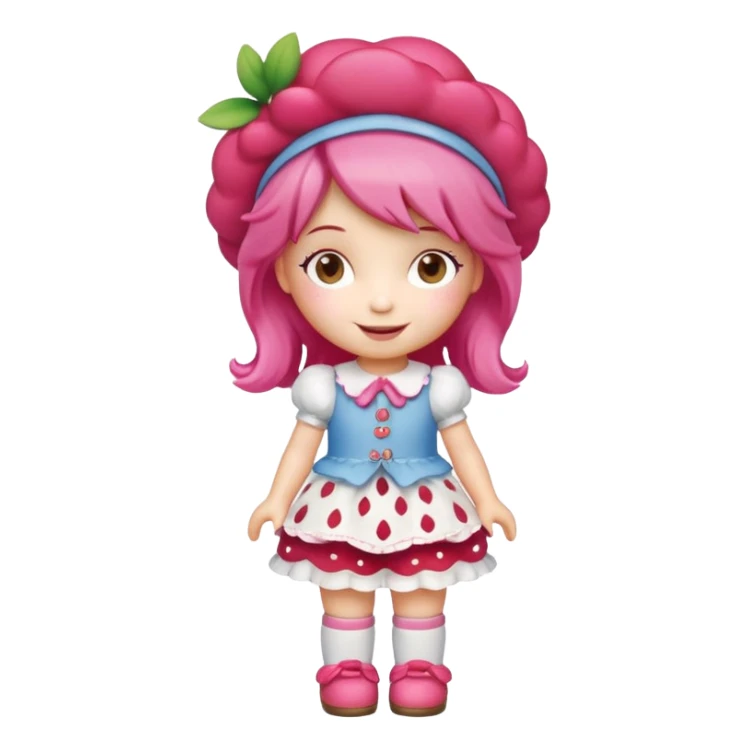 Isolated, detaile illustration of the most incredibly adorable modern strawberry shortcake doll
figurine imaginable, toy style. sticker