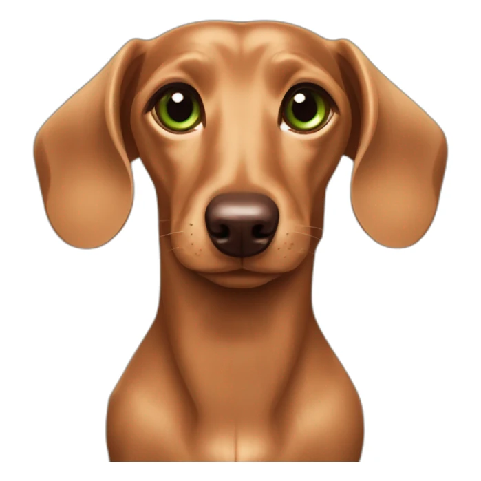 fawn colored dachshund with a dark chocolate colored nose and green-brown eyes sticker