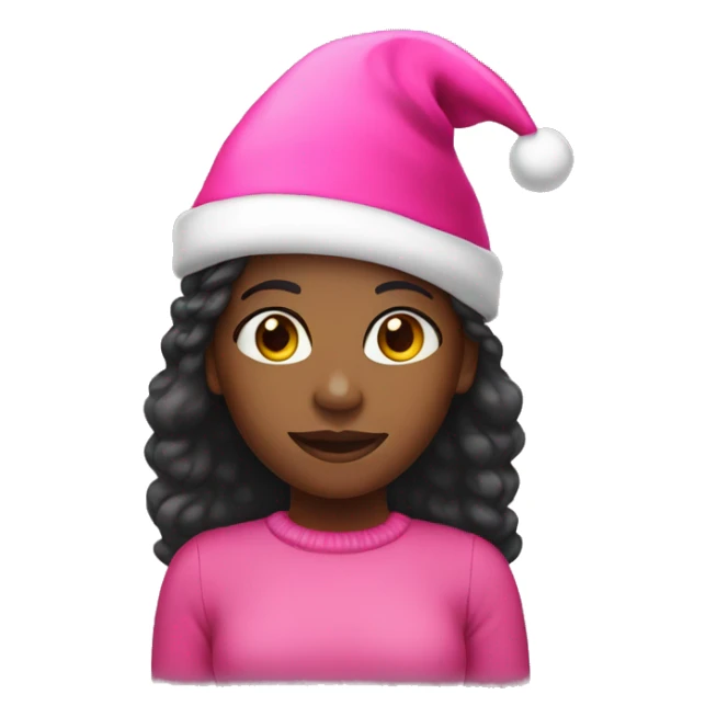black girl wearing pink christmas hat  sticker