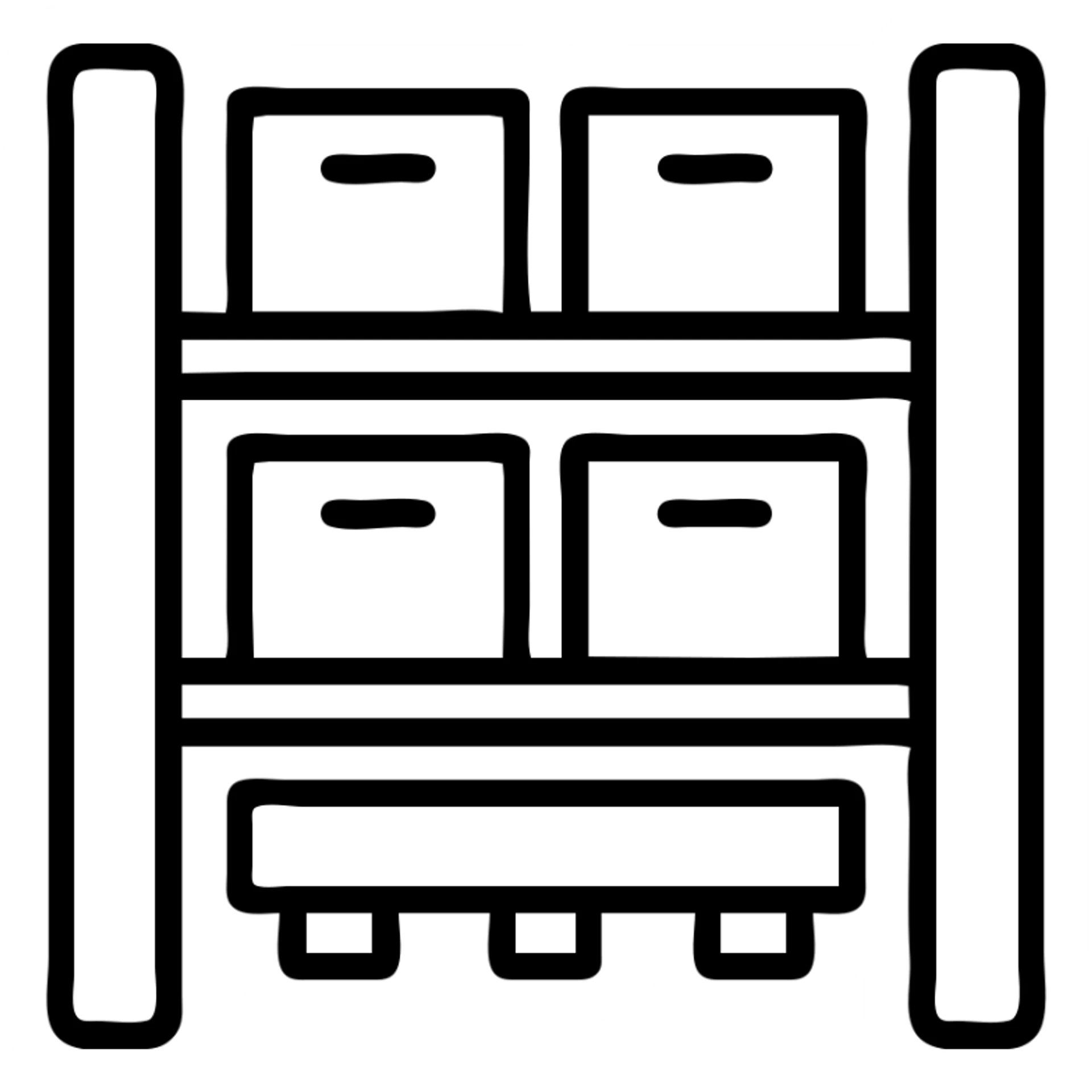 pallet rack icon, white and black, minimal, clear structure sticker