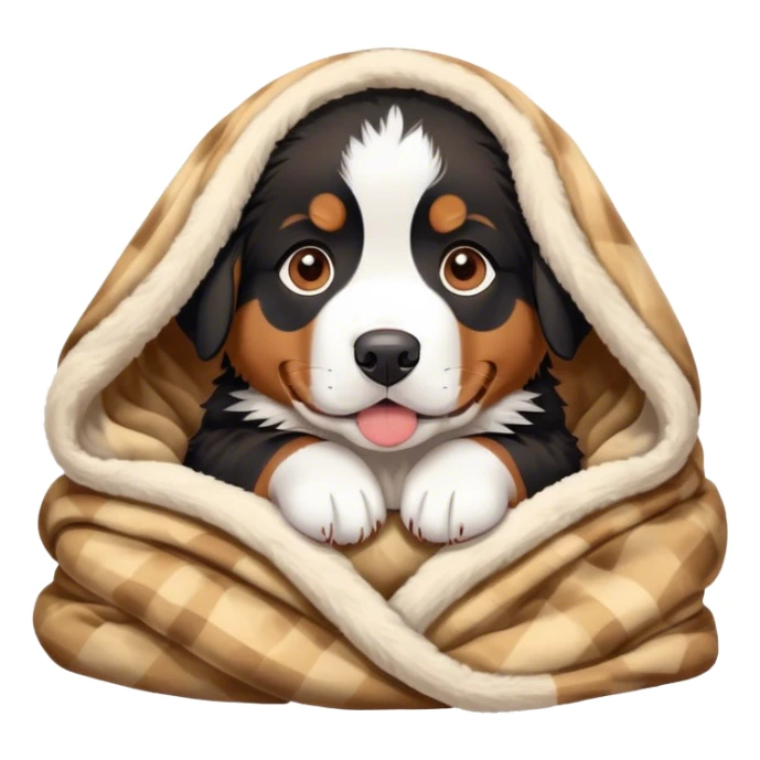 bernese mountain dog puppy cozy in a blanket  sticker