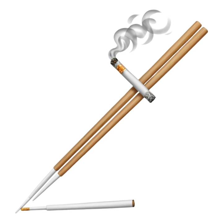 The chopsticks 🥢 emoji with smoke of a cigarette 🚬 sticker