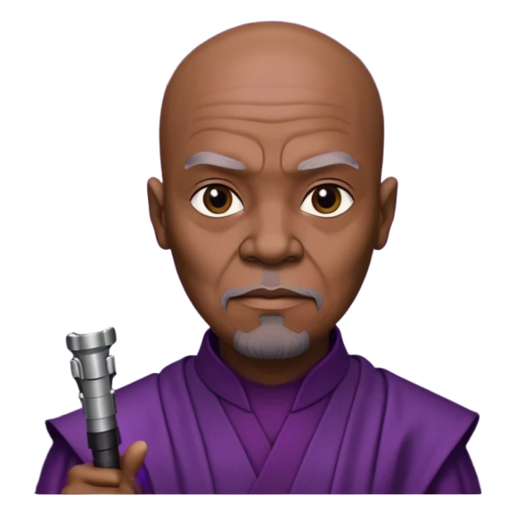 star wars master windu bald head with purple lightsaber sticker