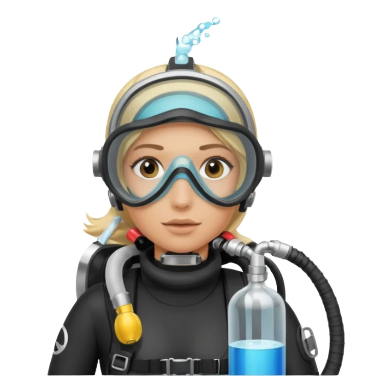 scuba diving girl blonde with oxygen tank sticker